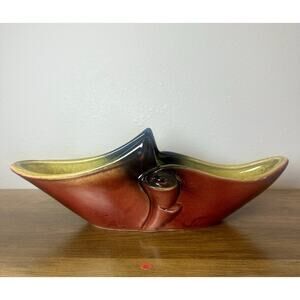 Hull Pottery USA 71 Mid Century Planter Brown Green Drip Glaze Vintage MCM